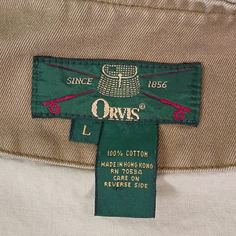 Orvis Mens Khaki Cotton Twill Button FrontWaistecoat Vest Size Large Tan - Picture 4 of 8